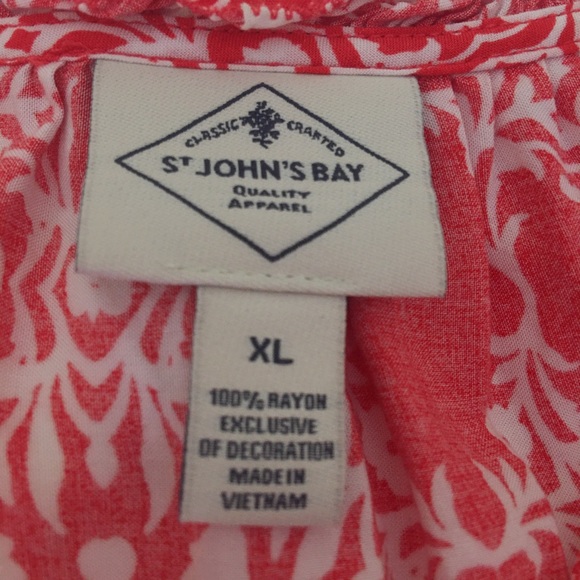 St John’s Bay XL tunic/top coral & white 44”bust - Picture 6 of 6